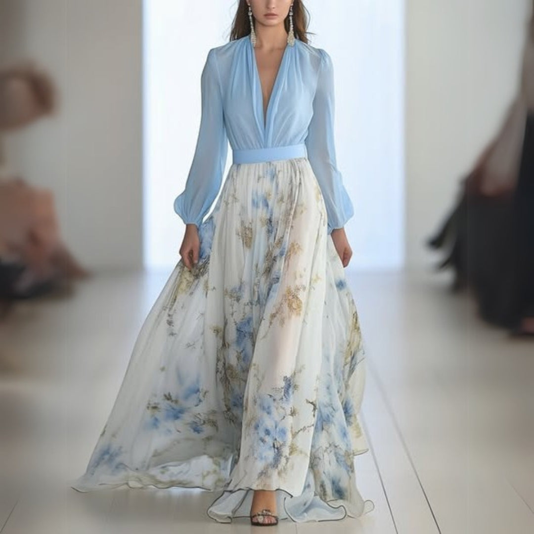Alina Maxikleid | Zeitlose Schönheit im blumigen Fluss