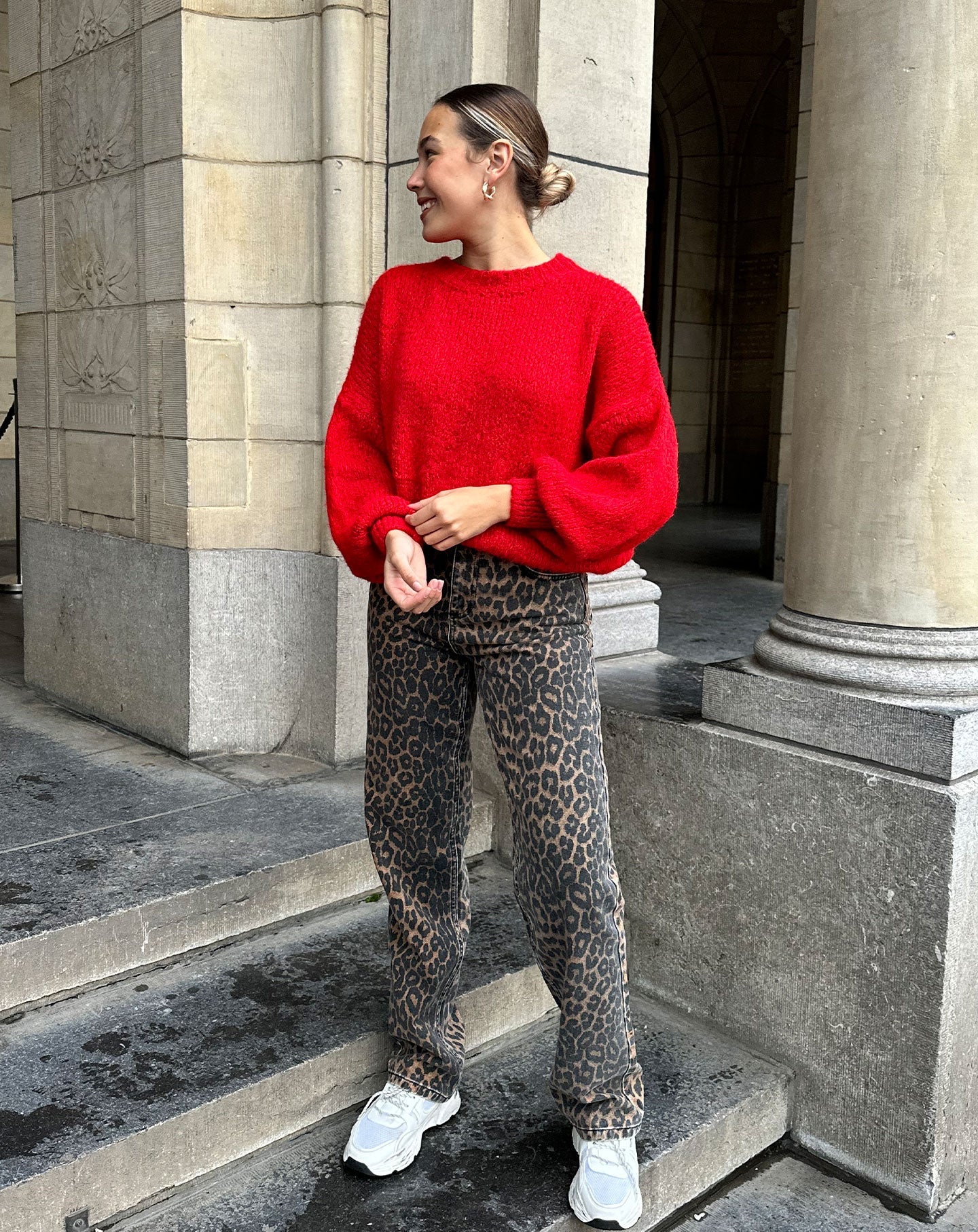 Leopard-Print Jeans | Allover Muster in Schwarz