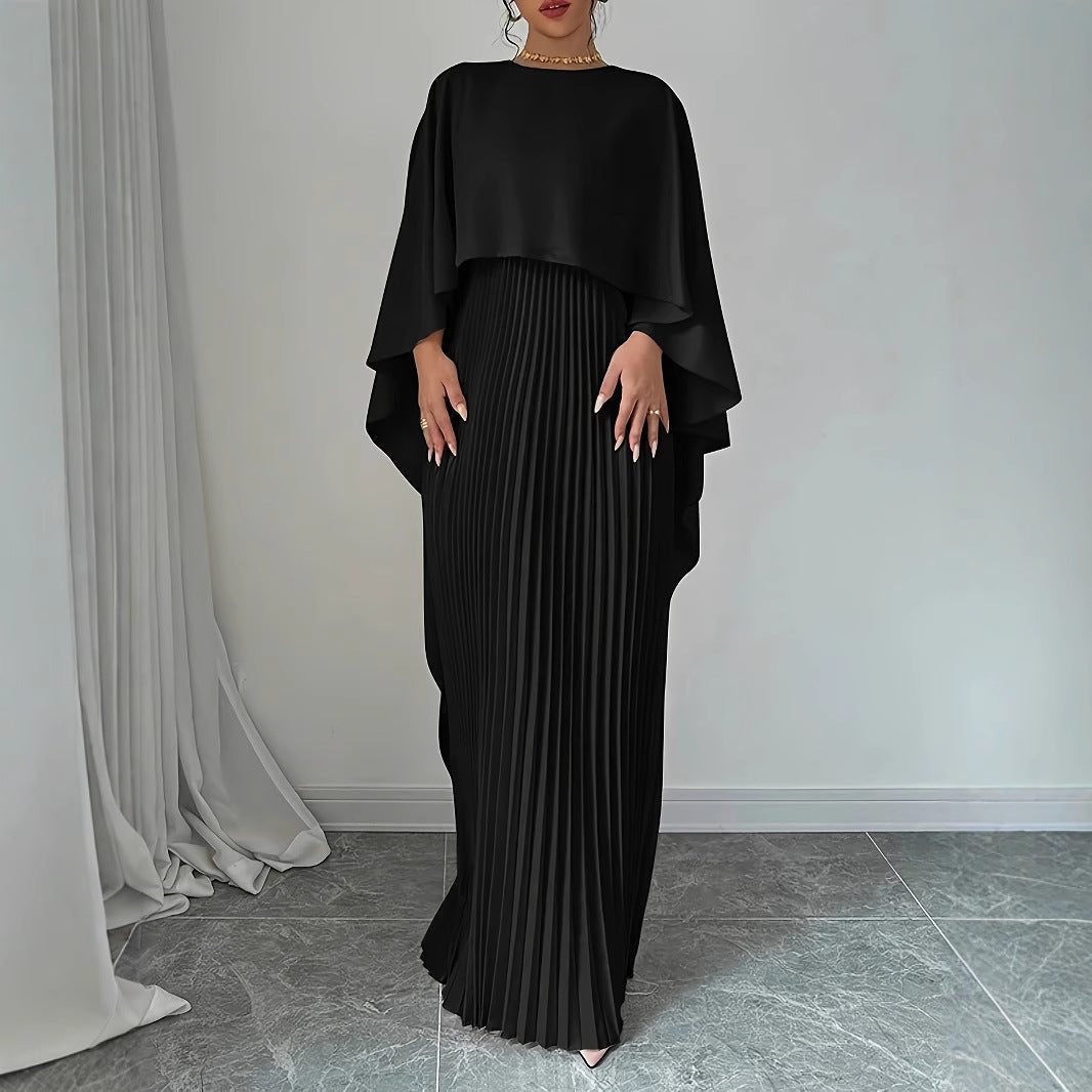 Celéna | Elegantes Maxikleid mit Cape und Faltenrock