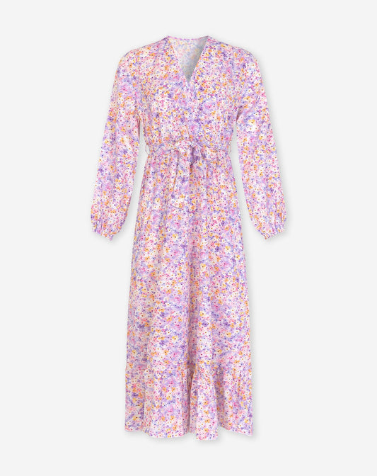 Fliedertraum Kleid | Feminines Kleid mit Blumenmuster und Taillengürtel