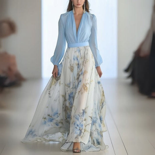 Alina Maxikleid | Zeitlose Schönheit im blumigen Fluss