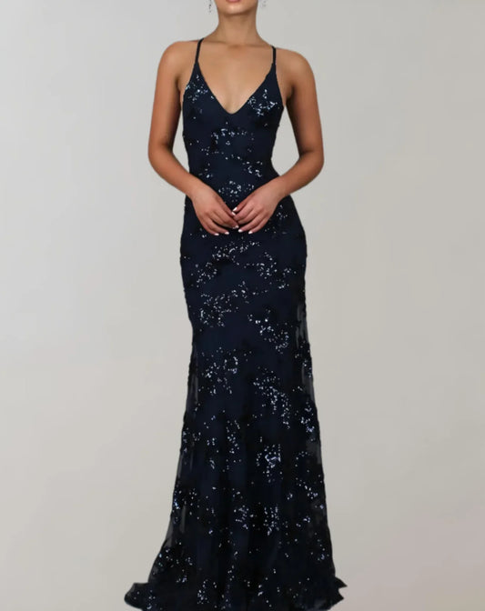 Alenya Dames Maxi Jurk – Mesh Avondjurk met Pailletten