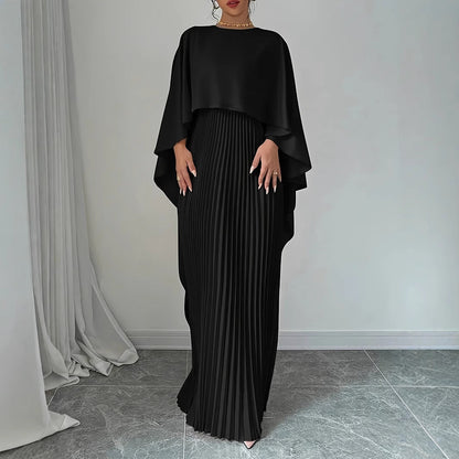 Celéna | Elegantes Maxikleid mit Cape und Faltenrock